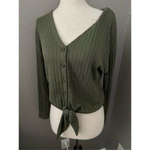 H&M olive v-neck top